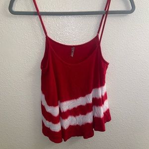 soft red and white tie dye tank top